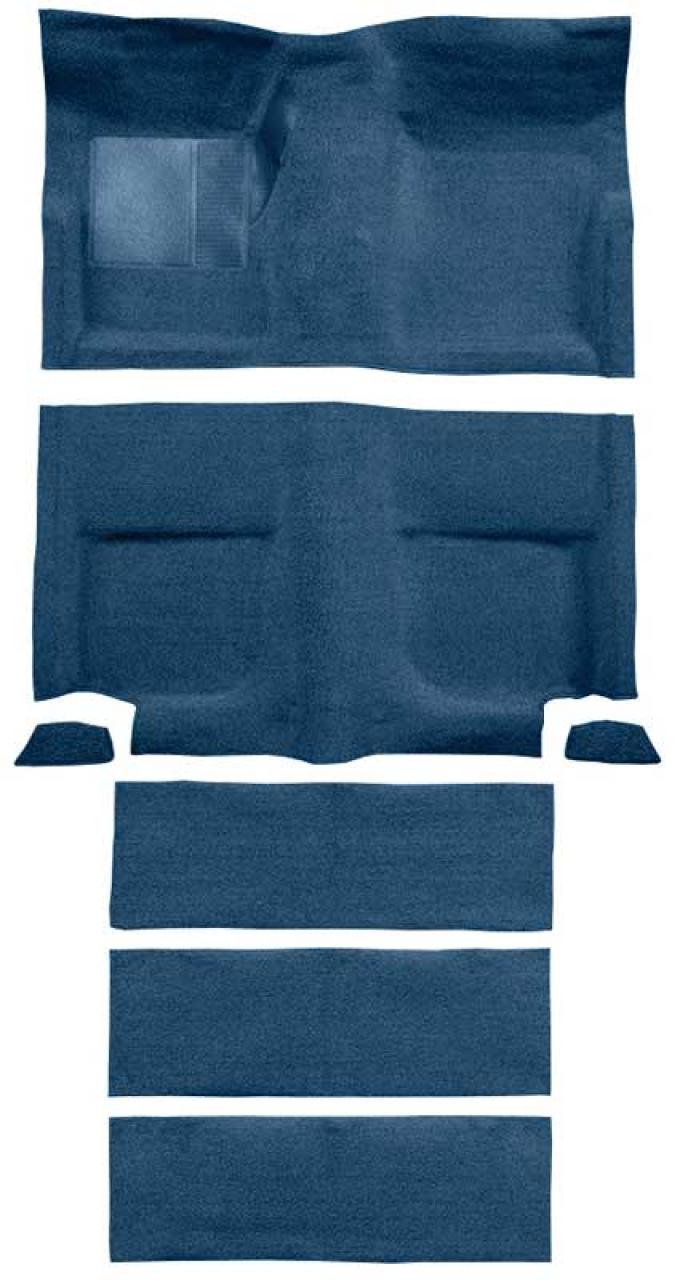 OER 1965-68 Mustang Fastback Passenger Area Loop Carpet with Fold Downs - Ford Blue A4102A62