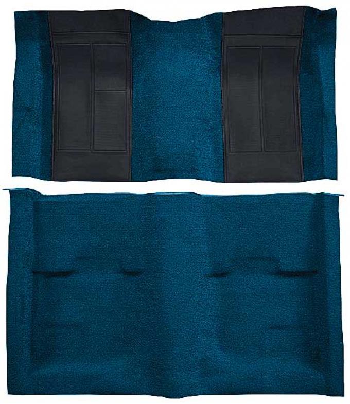OER 1970 Mustang Mach 1 Nylon Floor Carpet with Mass Backing - Dark Blue with Black Inserts A4107B12