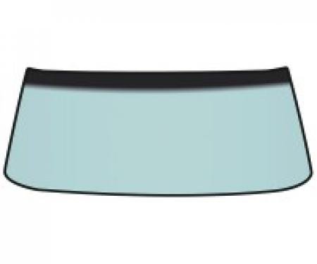 OER MUSTANG FRONT WINDSHIELD GLASS, 1971-73, Coupe/Convertible green tint , w/ green band 03100K