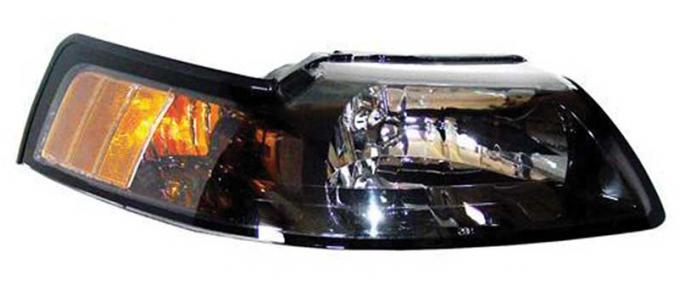 OER 1999-04 Mustang Headlight with Clear Lens, Black Housing and Amber Reflector- Pair 94L084