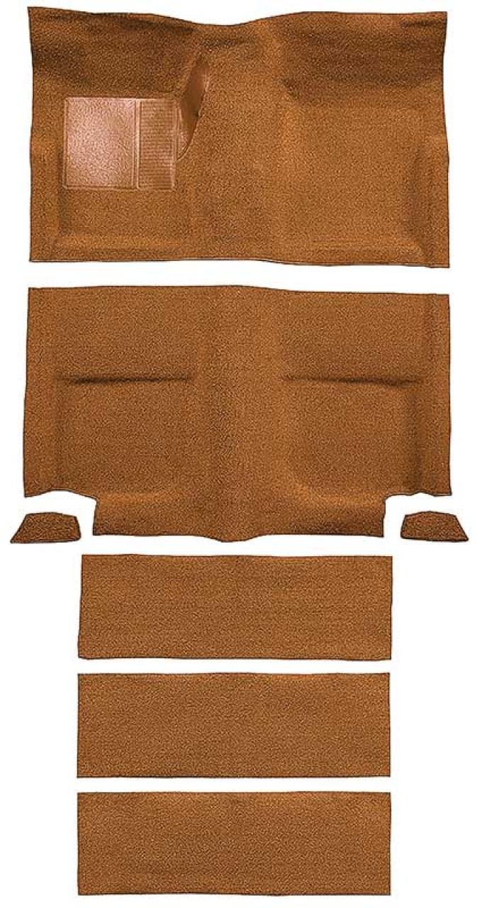 OER 1965-68 Mustang Fastback Nylon Loop Floor Carpet with Fold Downs - Medium Saddle A4099A69