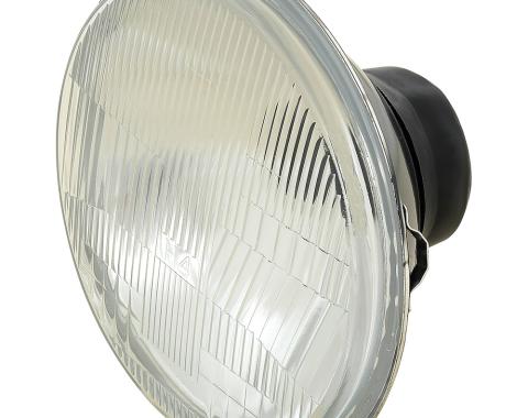 H4 Headlight Assembly, 7" Diamneter Round, Metal Housing, Fluted Glass Lens - H6024, H6006