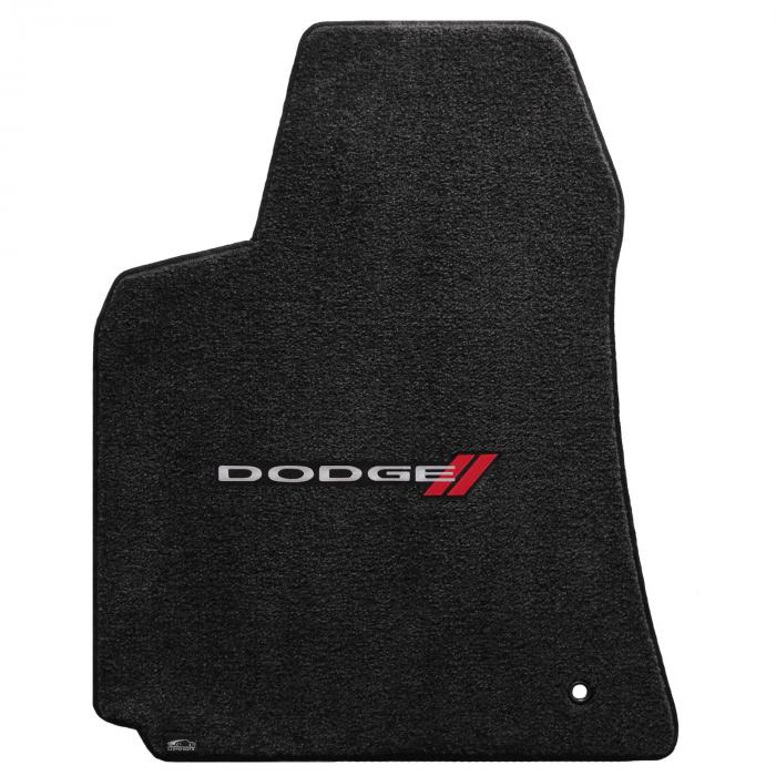 Charger Floor Mats, 2 Piece Lloyd® Velourtex™, with Dodge Logo, Ebony